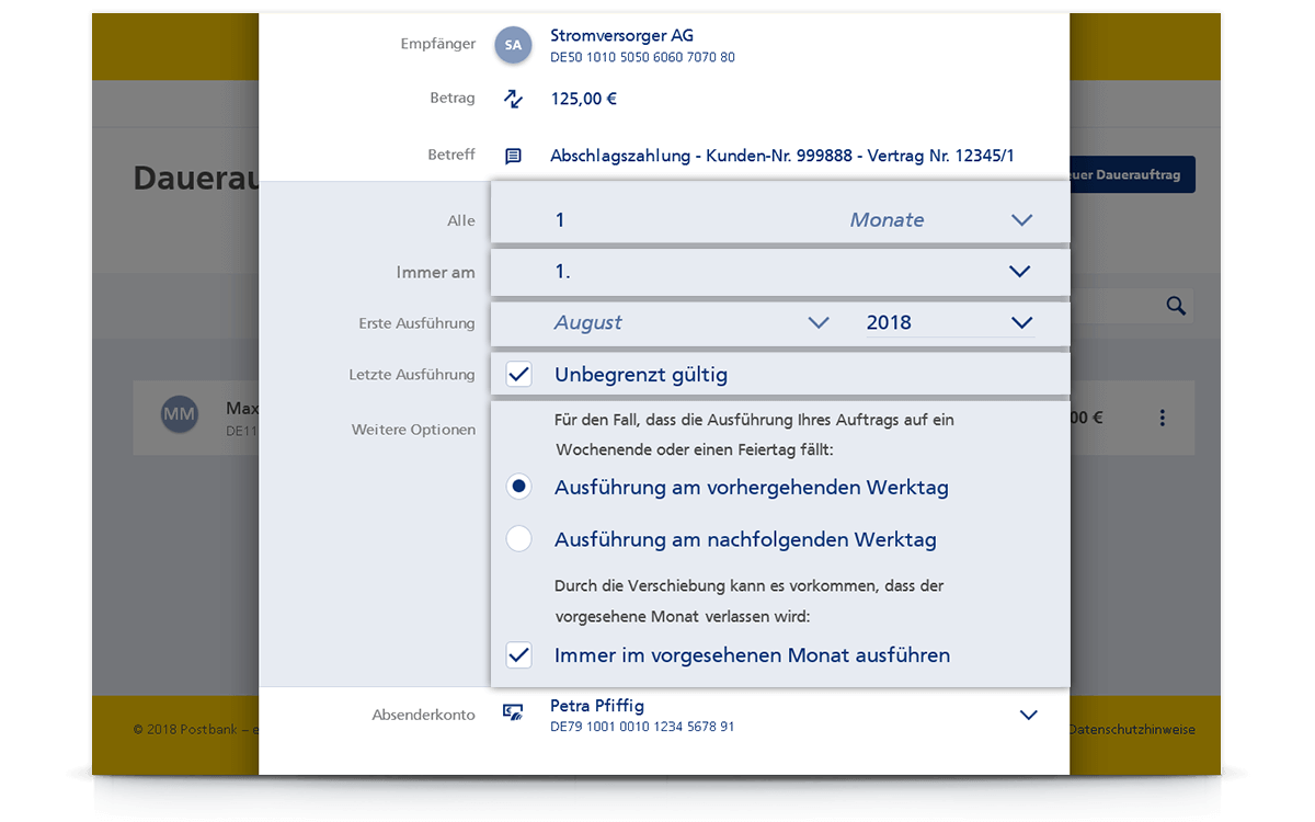 Ausführungsmodalitäten festlegen