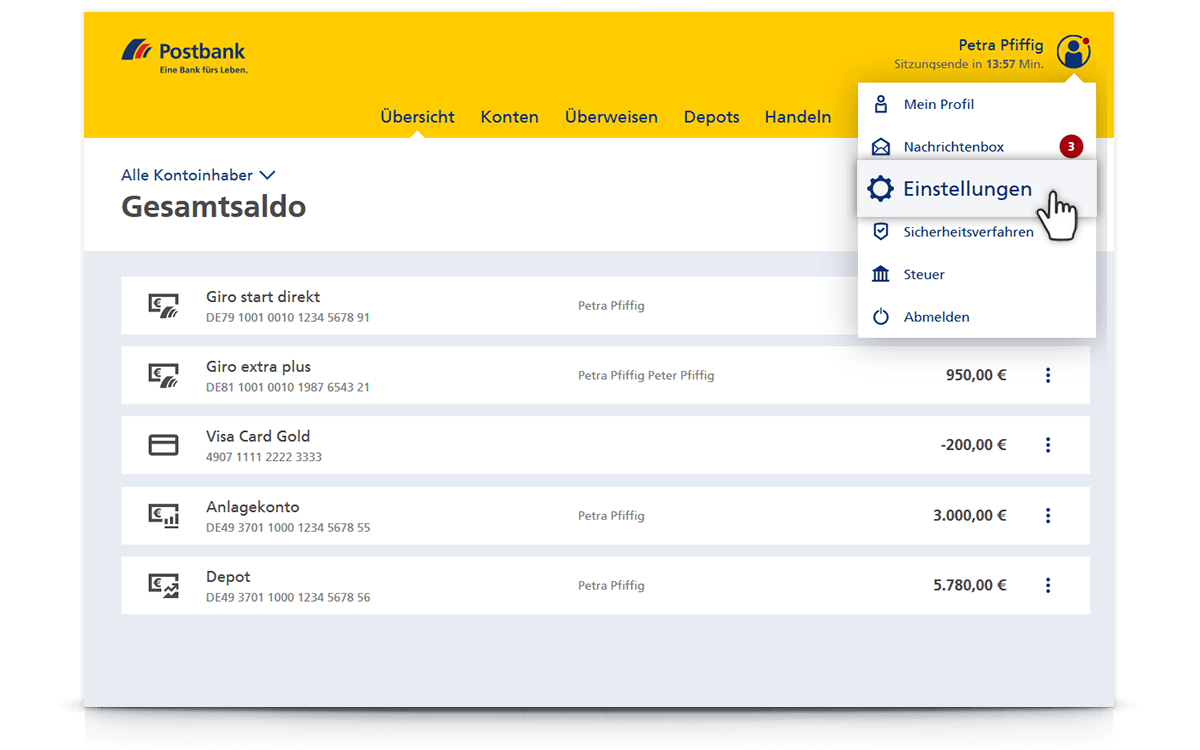 „Einstellungen“ auswählen