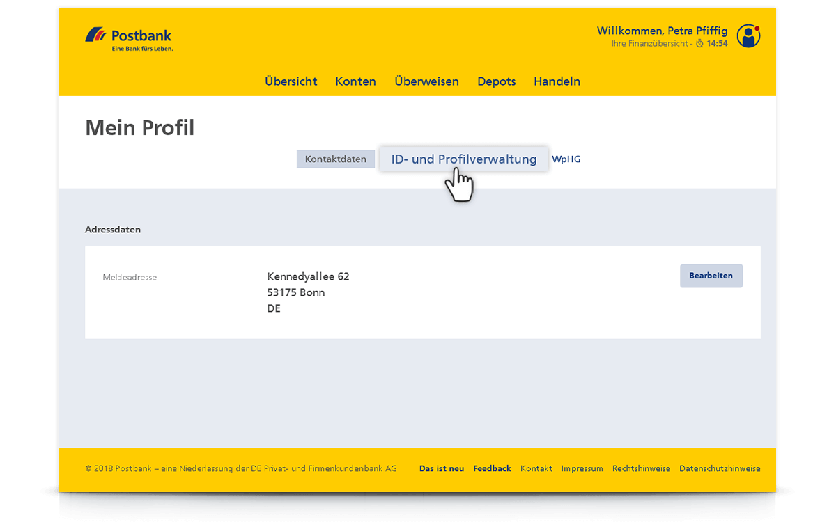 „ID- und Profilverwaltung“ auswählen