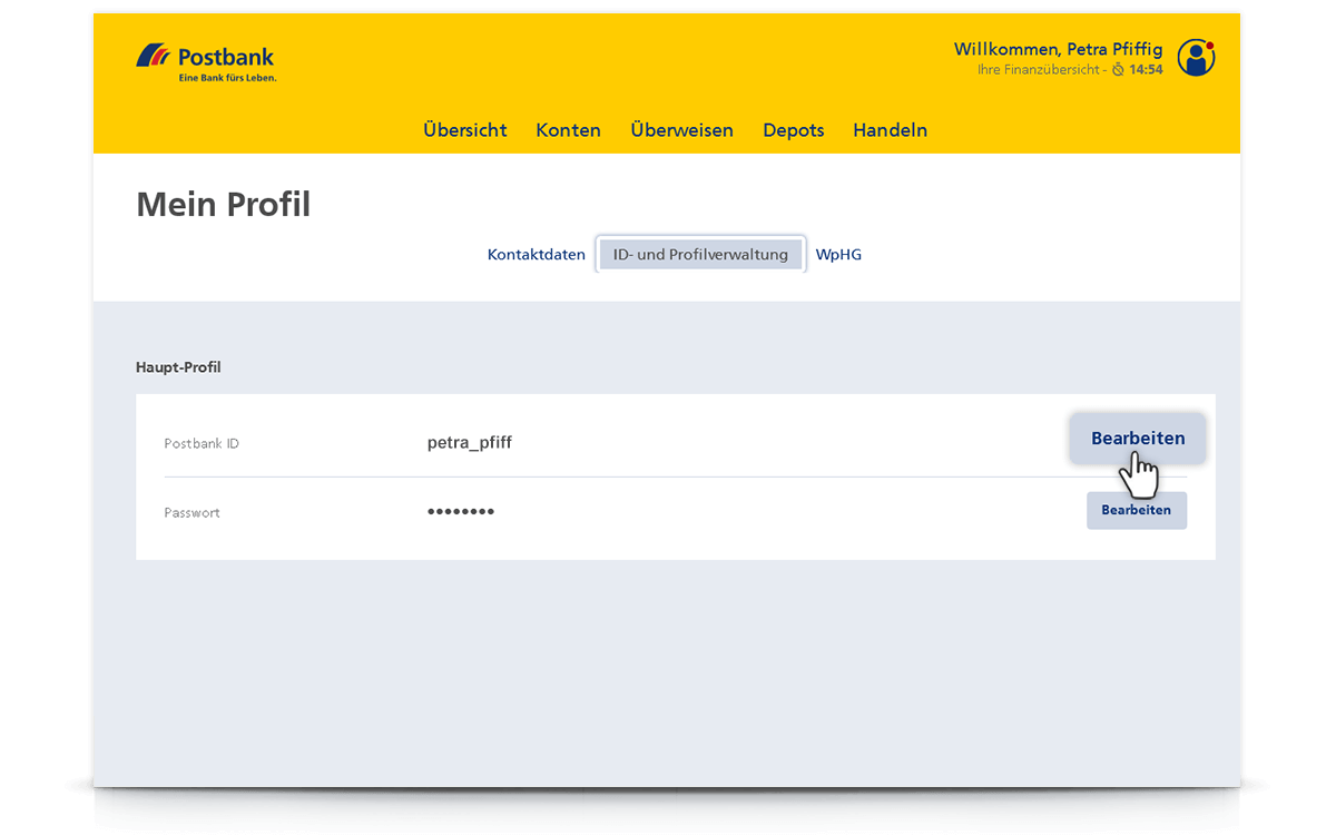 Postbank ID bearbeiten