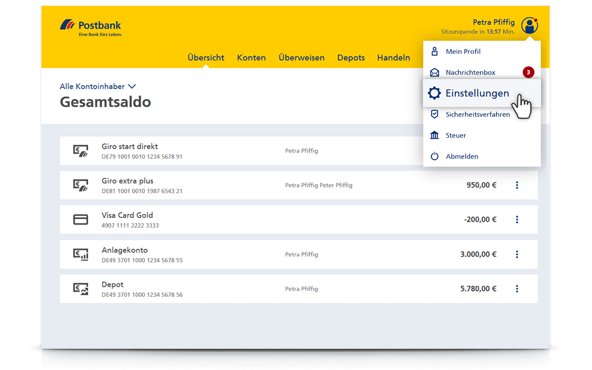 „Einstellungen“ auswählen